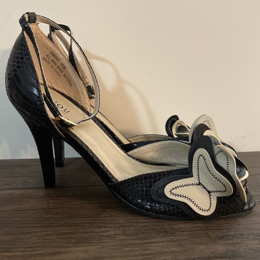 NEW Bijou By AJ Valenci Butterfly Heels Peep Toe Pumps Size 10M Party Club Y2K - Picture 2 of 11